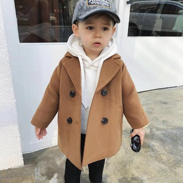 nvxiot High Quality Lattice Children Coat Wool Coat For Boys Fashion Autumn Winter Jacket Boy Windbreaker Kids Winter Overcoat 6 Y