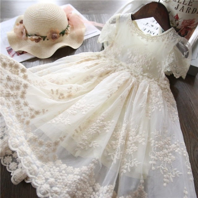 nvxiot Elegant Flower Girls Dress Wedding Party Princess Dress Casual Kids Clothes Lace Long Sleeves Dress Children's Vestidos For 3-8T