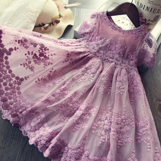 nvxiot Elegant Flower Girls Dress Wedding Party Princess Dress Casual Kids Clothes Lace Long Sleeves Dress Children's Vestidos For 3-8T