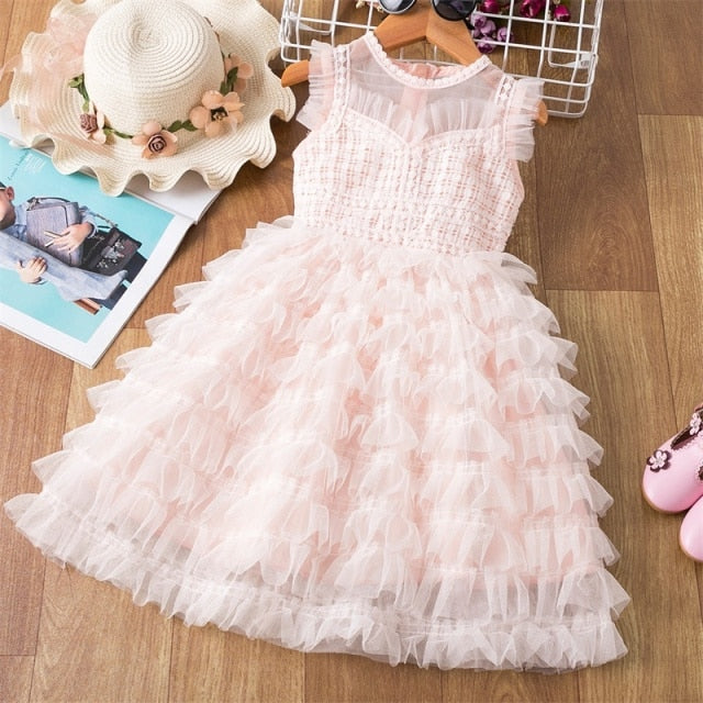 nvxiot Elegant Flower Girls Dress Wedding Party Princess Dress Casual Kids Clothes Lace Long Sleeves Dress Children's Vestidos For 3-8T