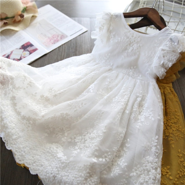 nvxiot Elegant Flower Girls Dress Wedding Party Princess Dress Casual Kids Clothes Lace Long Sleeves Dress Children's Vestidos For 3-8T