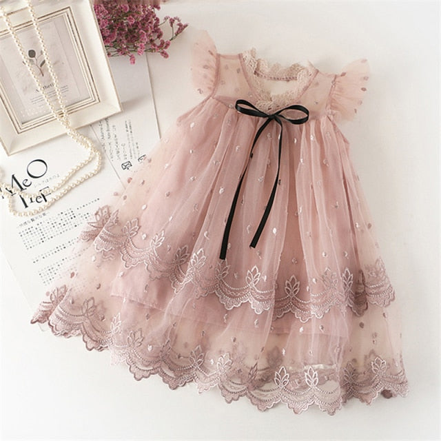 nvxiot Elegant Flower Girls Dress Wedding Party Princess Dress Casual Kids Clothes Lace Long Sleeves Dress Children's Vestidos For 3-8T