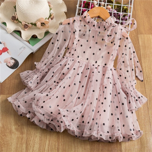 nvxiot Elegant Flower Girls Dress Wedding Party Princess Dress Casual Kids Clothes Lace Long Sleeves Dress Children's Vestidos For 3-8T
