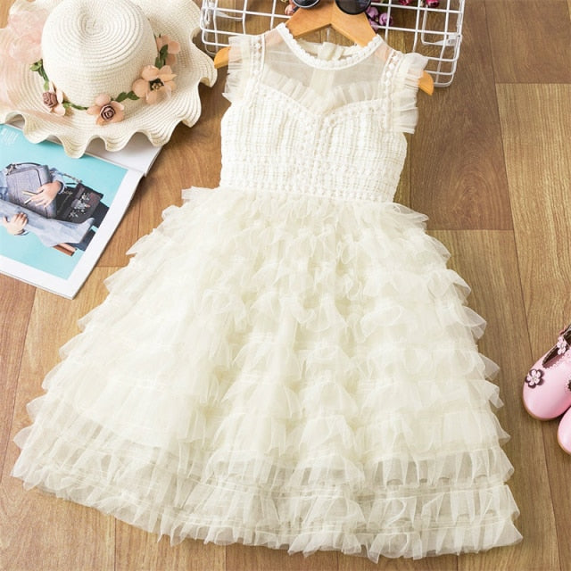 nvxiot Elegant Flower Girls Dress Wedding Party Princess Dress Casual Kids Clothes Lace Long Sleeves Dress Children's Vestidos For 3-8T