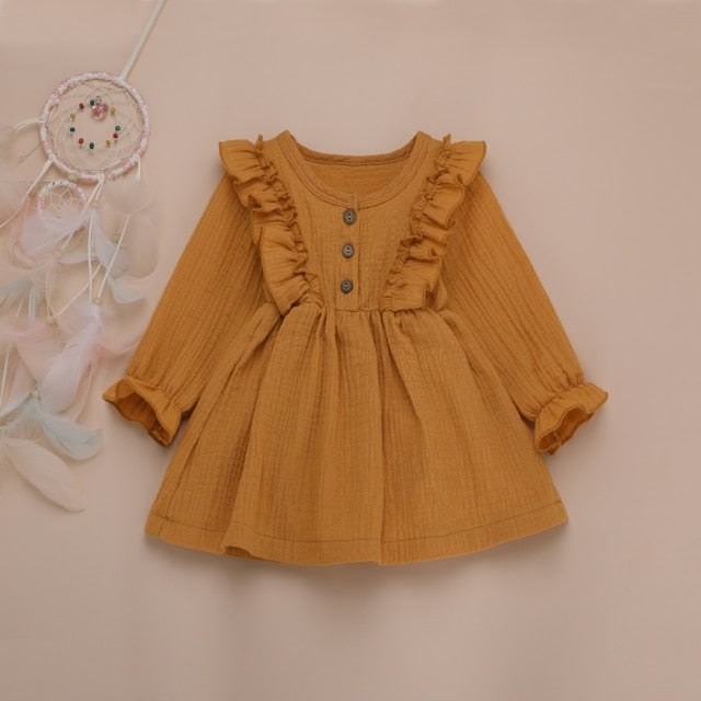 nvxiot Linen Dress Ropa Ni?a Kids Wear Kawaii Princesa Children Clothes Girl Blue Kleid Vestidos Casuales Disfraz 2 a?os Ruffle Top