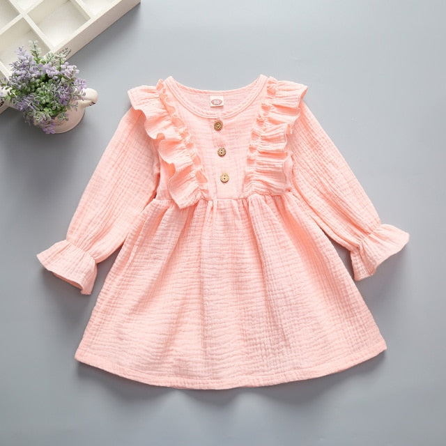 nvxiot Linen Dress Ropa Ni?a Kids Wear Kawaii Princesa Children Clothes Girl Blue Kleid Vestidos Casuales Disfraz 2 a?os Ruffle Top