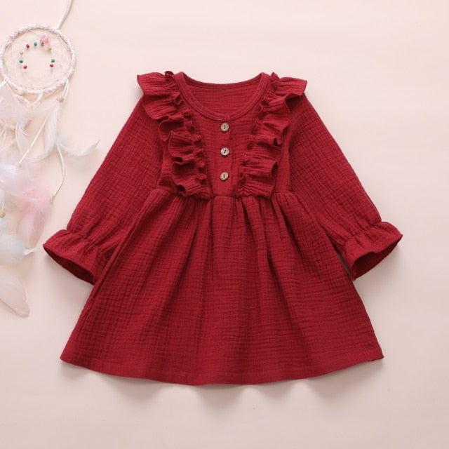 nvxiot Linen Dress Ropa Ni?a Kids Wear Kawaii Princesa Children Clothes Girl Blue Kleid Vestidos Casuales Disfraz 2 a?os Ruffle Top