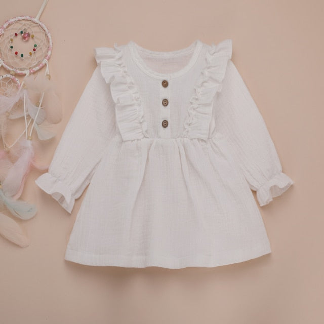 nvxiot Linen Dress Ropa Ni?a Kids Wear Kawaii Princesa Children Clothes Girl Blue Kleid Vestidos Casuales Disfraz 2 a?os Ruffle Top