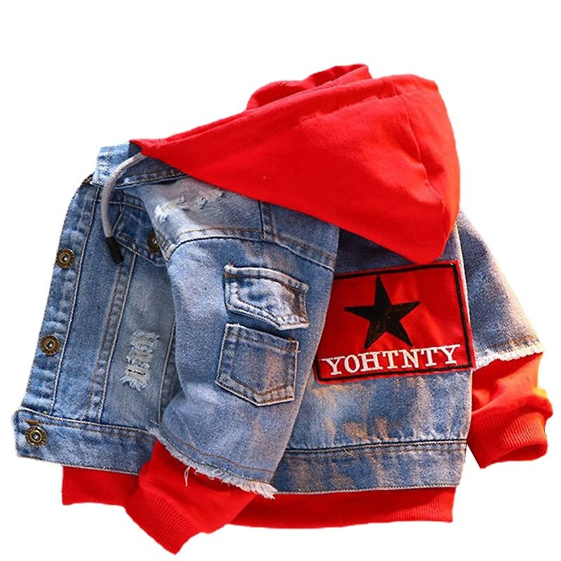 nvxiot Children Clothing Denim Jacket for Boys Kids Autumn Long Sleeve jeans Baby Coat for Girls Patchwork Hoodies Sport Outerwear