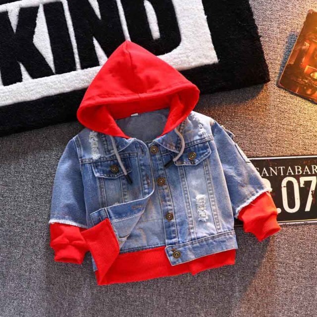 nvxiot Children Clothing Denim Jacket for Boys Kids Autumn Long Sleeve jeans Baby Coat for Girls Patchwork Hoodies Sport Outerwear