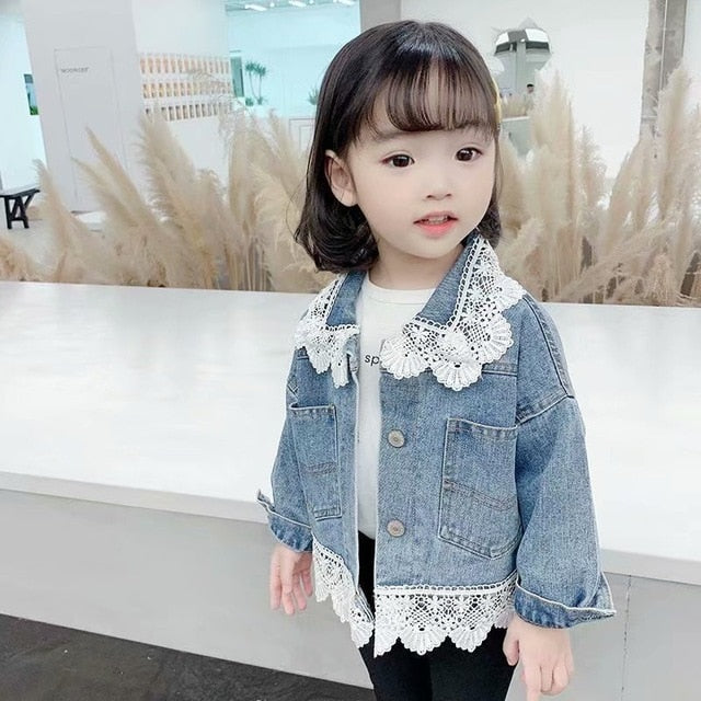 nvxiot Kids Denim Jackets for Girls Baby Flower Embroidery Coats Spring Autumn Fashion Child Kids Outwear Ripped Jeans Jackets Jean