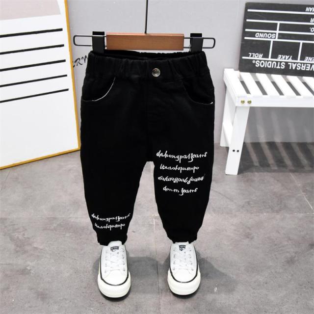 nvxiot Brand Kids Boys Jeans Pants Spring and Autumn Soft Children Baby Elastic Waist Cartoon Cotton Denim Pants for Boys Girls 2-6year
