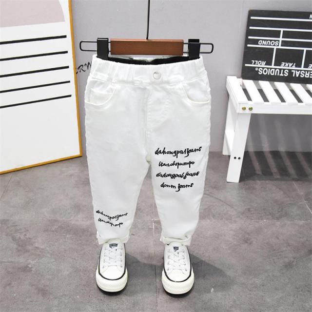 nvxiot Brand Kids Boys Jeans Pants Spring and Autumn Soft Children Baby Elastic Waist Cartoon Cotton Denim Pants for Boys Girls 2-6year