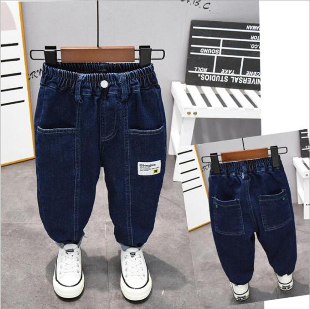 nvxiot Brand Kids Boys Jeans Pants Spring and Autumn Soft Children Baby Elastic Waist Cartoon Cotton Denim Pants for Boys Girls 2-6year