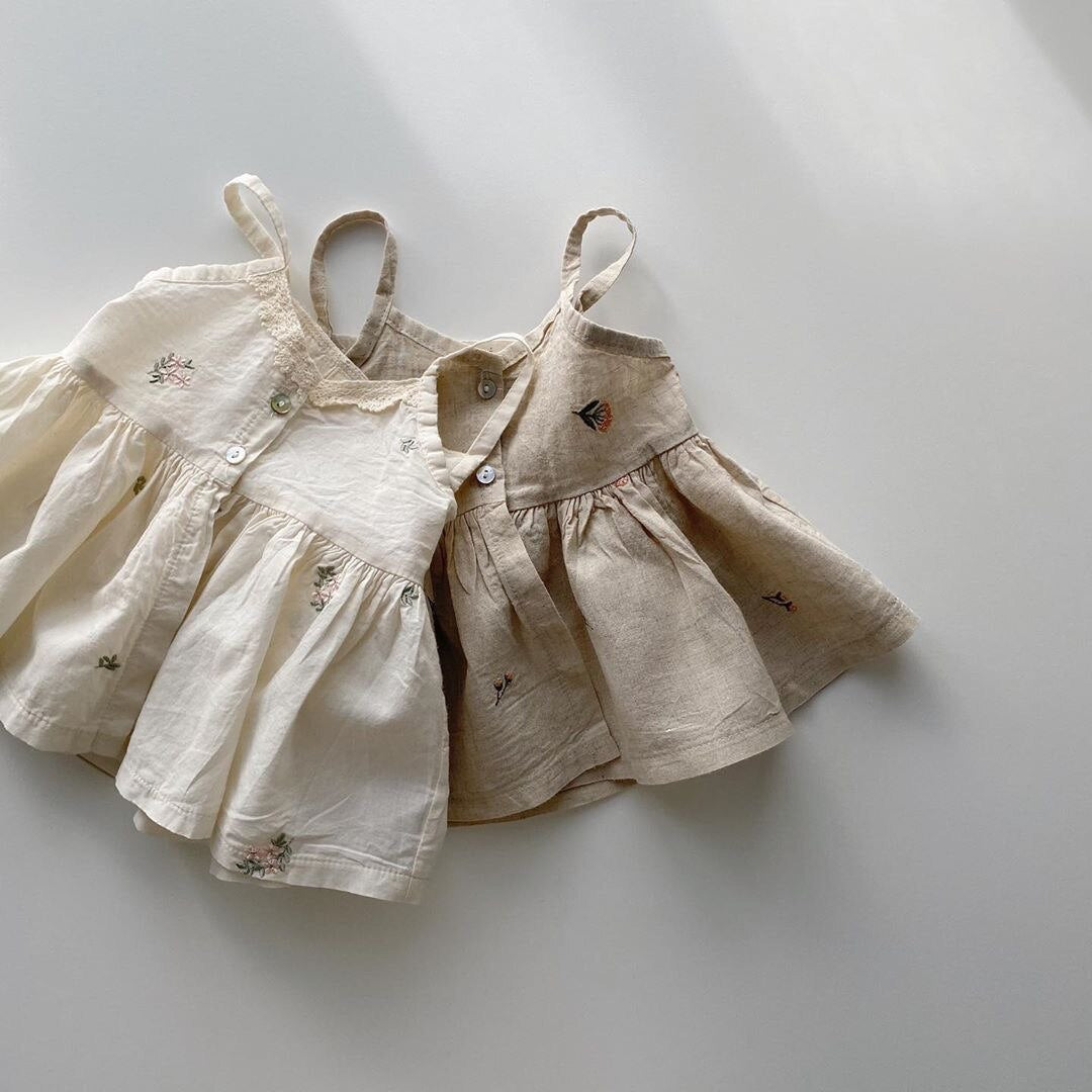 nvxiot Summer New Baby Floral Vest Sling Tops For Baby Toddler Girls Embroidery Girls Cotton T Shirt Lace T Shirt Tops