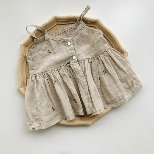 nvxiot Summer New Baby Floral Vest Sling Tops For Baby Toddler Girls Embroidery Girls Cotton T Shirt Lace T Shirt Tops