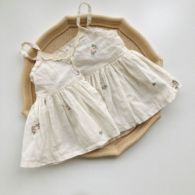 nvxiot Summer New Baby Floral Vest Sling Tops For Baby Toddler Girls Embroidery Girls Cotton T Shirt Lace T Shirt Tops
