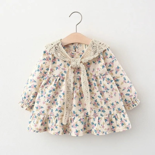 nvxiot Baby Girls Dresses Spring Baby Girls Princess Clothes Set Children's Long Sleeve Floral Tops Strap Dress for Girls Clothes Sets