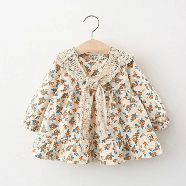nvxiot Baby Girls Dresses Spring Baby Girls Princess Clothes Set Children's Long Sleeve Floral Tops Strap Dress for Girls Clothes Sets