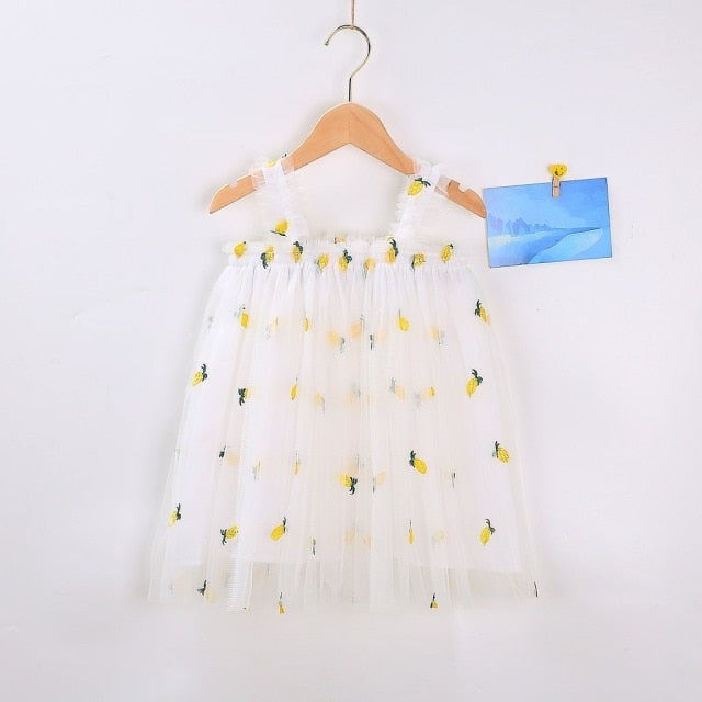 nvxiot Flower Embroidery Girls Dress Summer Baby Sling Tulle Pettskirt Sweet Lace Kid Princess Dresses Party Vestidos Para Clothes 1-6T