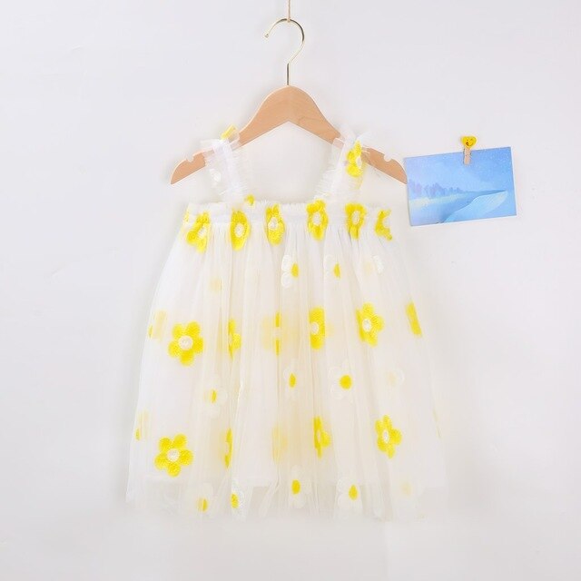 nvxiot Flower Embroidery Girls Dress Summer Baby Sling Tulle Pettskirt Sweet Lace Kid Princess Dresses Party Vestidos Para Clothes 1-6T