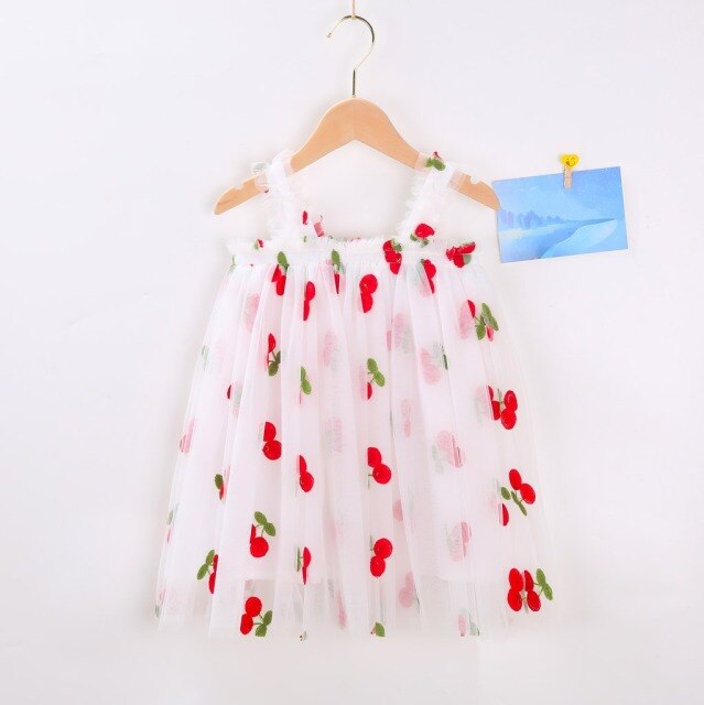 nvxiot Flower Embroidery Girls Dress Summer Baby Sling Tulle Pettskirt Sweet Lace Kid Princess Dresses Party Vestidos Para Clothes 1-6T