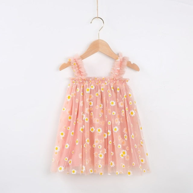 nvxiot Flower Embroidery Girls Dress Summer Baby Sling Tulle Pettskirt Sweet Lace Kid Princess Dresses Party Vestidos Para Clothes 1-6T