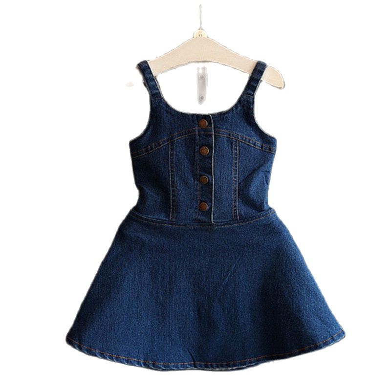 nvxiot Summer Baby Girls Denim Backless Dresses Toddler Kids Overalls Jeans Dress Fashion Children Bull-puncher Sundress Girls Clothes