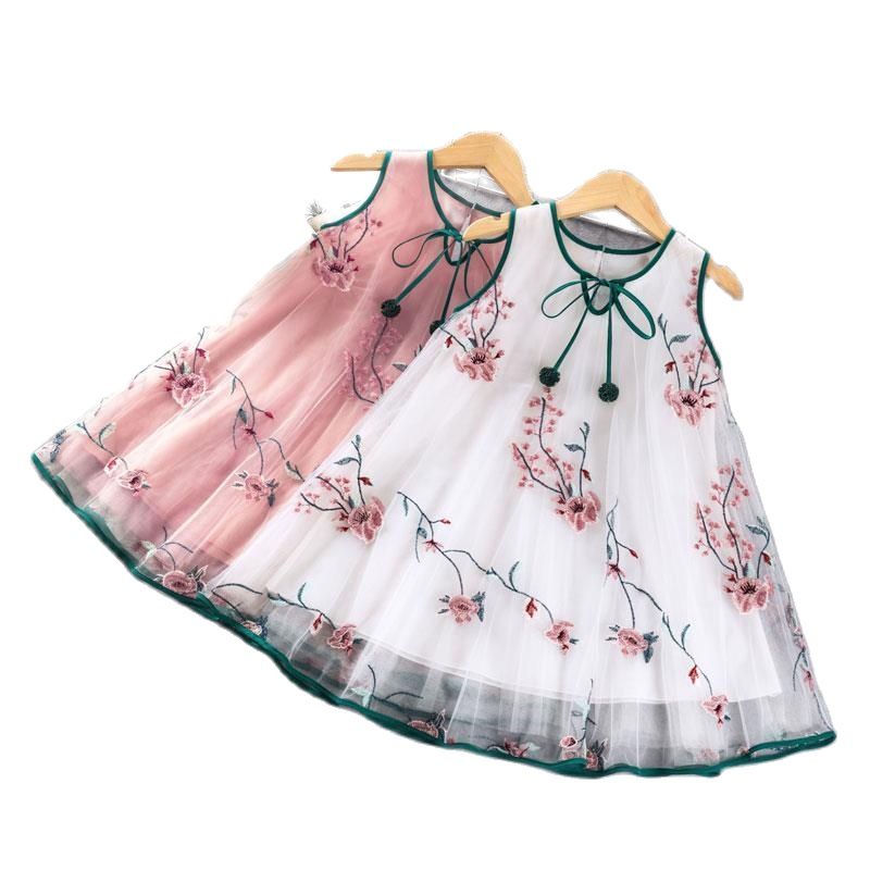 nvxiot Korean Baby Girls Summer Dress Bowknot Sleeveless Casual Dresses Sundress Princess Print Toddlers Kids Lovely Dress For2-10years