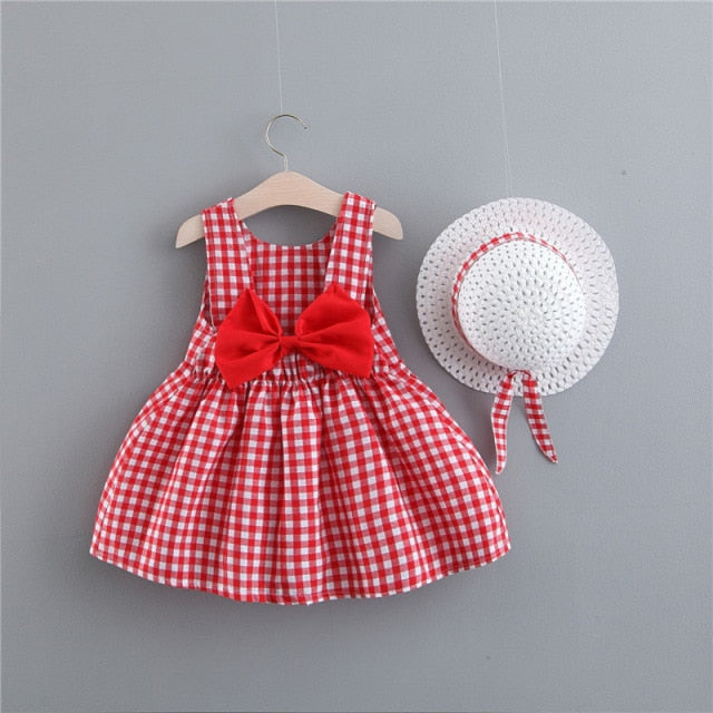 nvxiot Fashion Baby Girl Dress Ins Children Clothes Summer Princess Party Dress For 1-3y Costumes Kid 2pcs Toddler Plaid Clothing