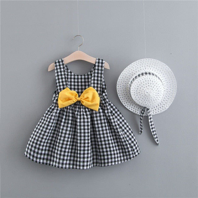 nvxiot Fashion Baby Girl Dress Ins Children Clothes Summer Princess Party Dress For 1-3y Costumes Kid 2pcs Toddler Plaid Clothing