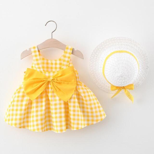 nvxiot Fashion Baby Girl Dress Ins Children Clothes Summer Princess Party Dress For 1-3y Costumes Kid 2pcs Toddler Plaid Clothing