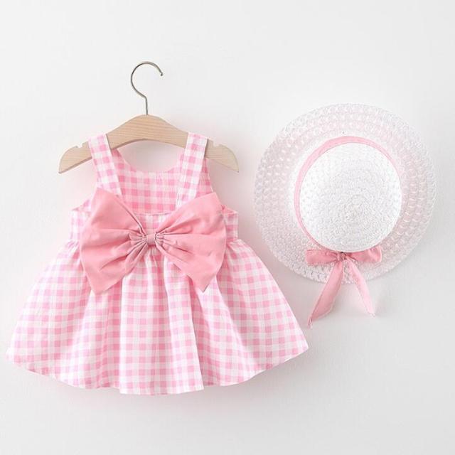 nvxiot Fashion Baby Girl Dress Ins Children Clothes Summer Princess Party Dress For 1-3y Costumes Kid 2pcs Toddler Plaid Clothing
