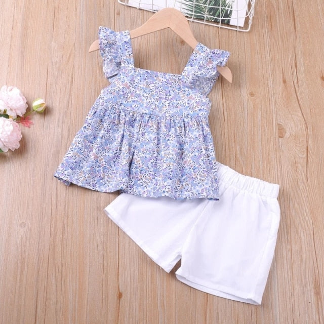 Humor Bear NEW Girls Clothing Set Sleeveless Summer New Ice Cream Bow Top T-shirt+Pants 2Pcs Suit Toddler Children's Clothes