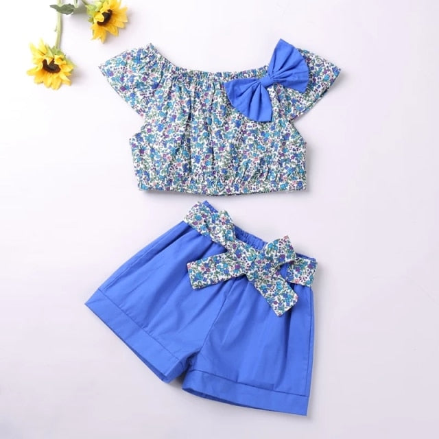 Humor Bear NEW Girls Clothing Set Sleeveless Summer New Ice Cream Bow Top T-shirt+Pants 2Pcs Suit Toddler Children's Clothes