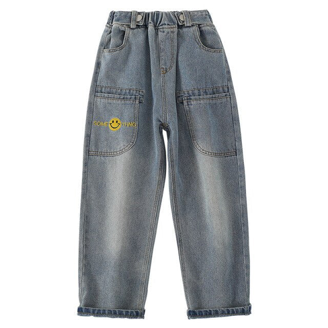 nvxiot Teenage Girls Jeans New Spring Kids Pants Fashion Loose School Trousers Autumn Fashion Jeans Children Pants 12 13 14 Years