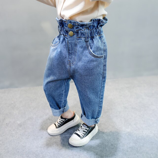 nvxiot Baby Girls Jeans Star Print Jeans Pants For Girls Elastic Waist Kids Jeans With Hole Autumn Novelty Clothes For Infant Girls