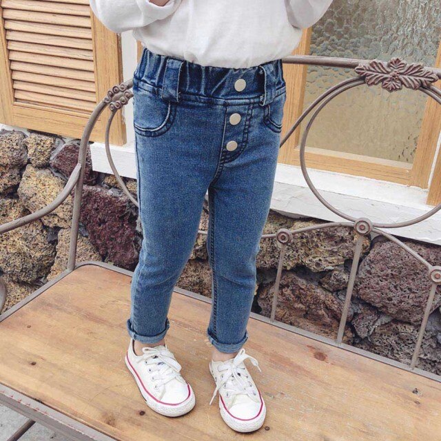 nvxiot Baby Girls Jeans Star Print Jeans Pants For Girls Elastic Waist Kids Jeans With Hole Autumn Novelty Clothes For Infant Girls