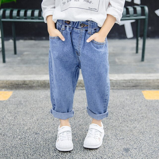 nvxiot Baby Girls Jeans Star Print Jeans Pants For Girls Elastic Waist Kids Jeans With Hole Autumn Novelty Clothes For Infant Girls