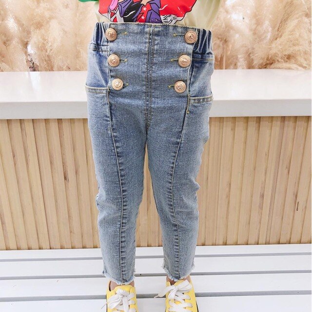 nvxiot Baby Girls Jeans Star Print Jeans Pants For Girls Elastic Waist Kids Jeans With Hole Autumn Novelty Clothes For Infant Girls