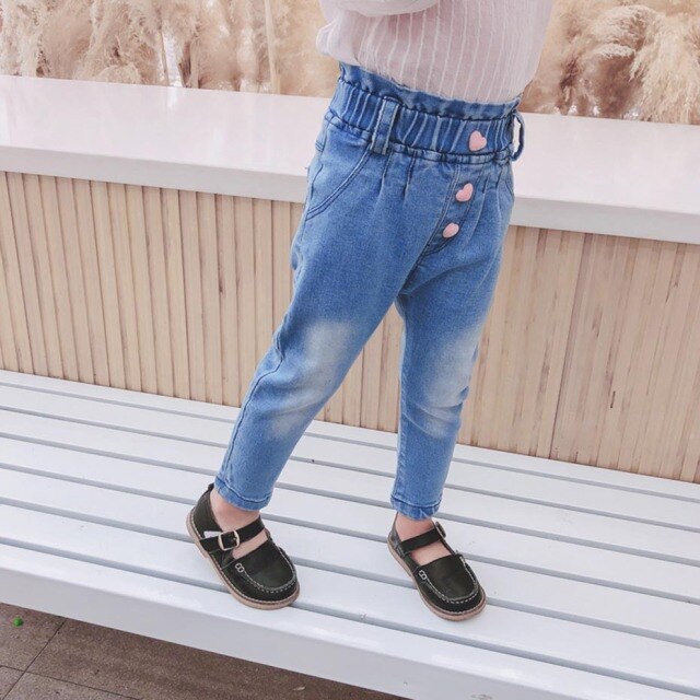 nvxiot Baby Girls Jeans Star Print Jeans Pants For Girls Elastic Waist Kids Jeans With Hole Autumn Novelty Clothes For Infant Girls