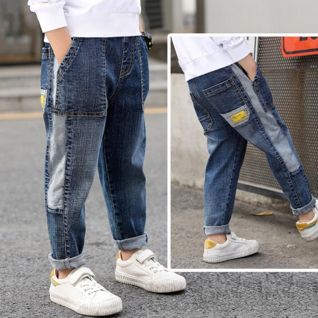 nvxiot Kids Boys Jeans Loose Pants Denim Clothing Children Fashion Boy Casual Bowboy Long Trousers 5-13Y