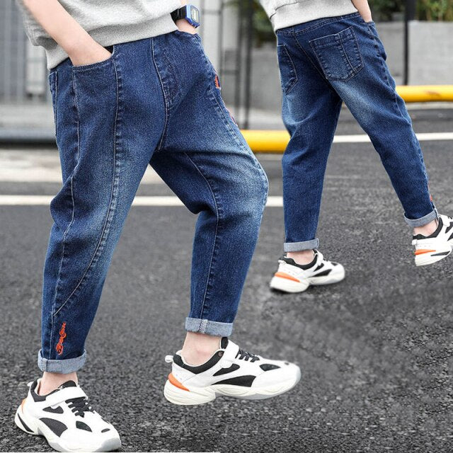 nvxiot Kids Boys Jeans Loose Pants Denim Clothing Children Fashion Boy Casual Bowboy Long Trousers 5-13Y