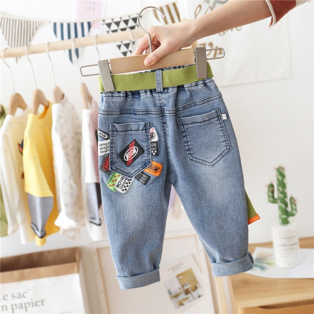 nvxiot Fall Winter Casual Plus Velvet Pants To Keep Warm Thicken Boy Jeans Elastic Waist Harem Bottoms 2-7 Years
