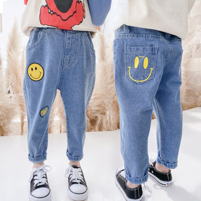 nvxiot Fall Winter Casual Plus Velvet Pants To Keep Warm Thicken Boy Jeans Elastic Waist Harem Bottoms 2-7 Years