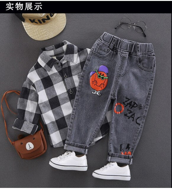 nvxiot Fall Winter Casual Plus Velvet Pants To Keep Warm Thicken Boy Jeans Elastic Waist Harem Bottoms 2-7 Years