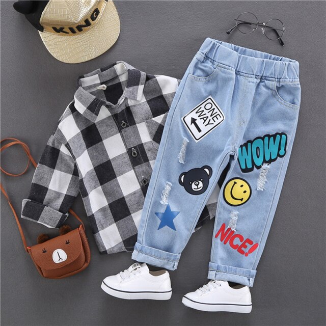 nvxiot Fall Winter Casual Plus Velvet Pants To Keep Warm Thicken Boy Jeans Elastic Waist Harem Bottoms 2-7 Years