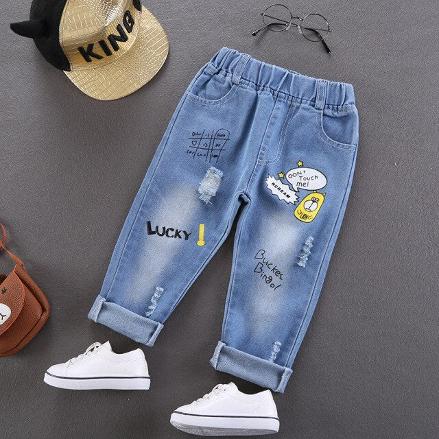 nvxiot Fall Winter Casual Plus Velvet Pants To Keep Warm Thicken Boy Jeans Elastic Waist Harem Bottoms 2-7 Years
