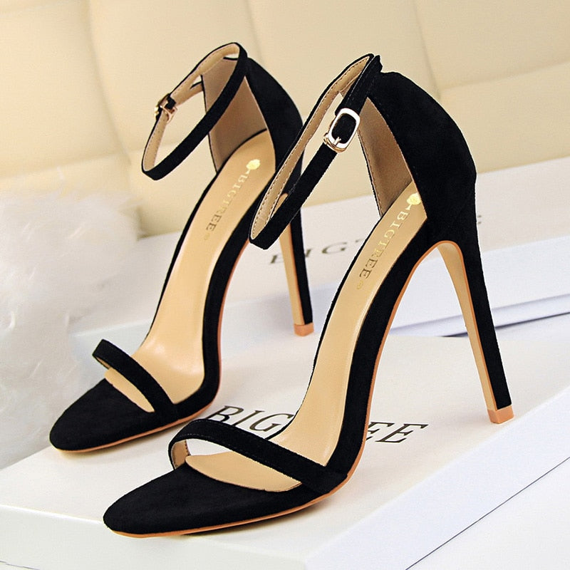 BIGTREE Shoes Super High Heels Suede Women Heels Open Toe Woman Pumps Sexy Party Shoes Stiletto Heels Summer Women Sandals 2022