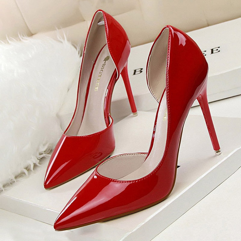 BIGTREE Shoes Patent Leather Heels 2022 Fashion Woman Pumps Stiletto Women Shoes Sexy Party Shoes Women High Heels 12 Colour